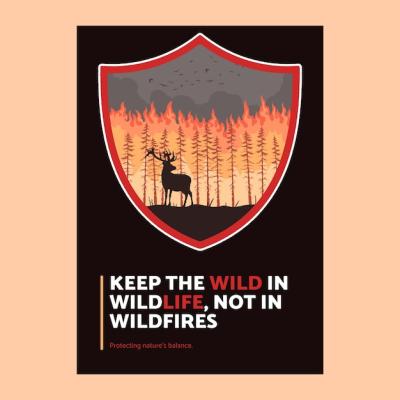 Hand Drawn Wildfire Poster Template – Free Download