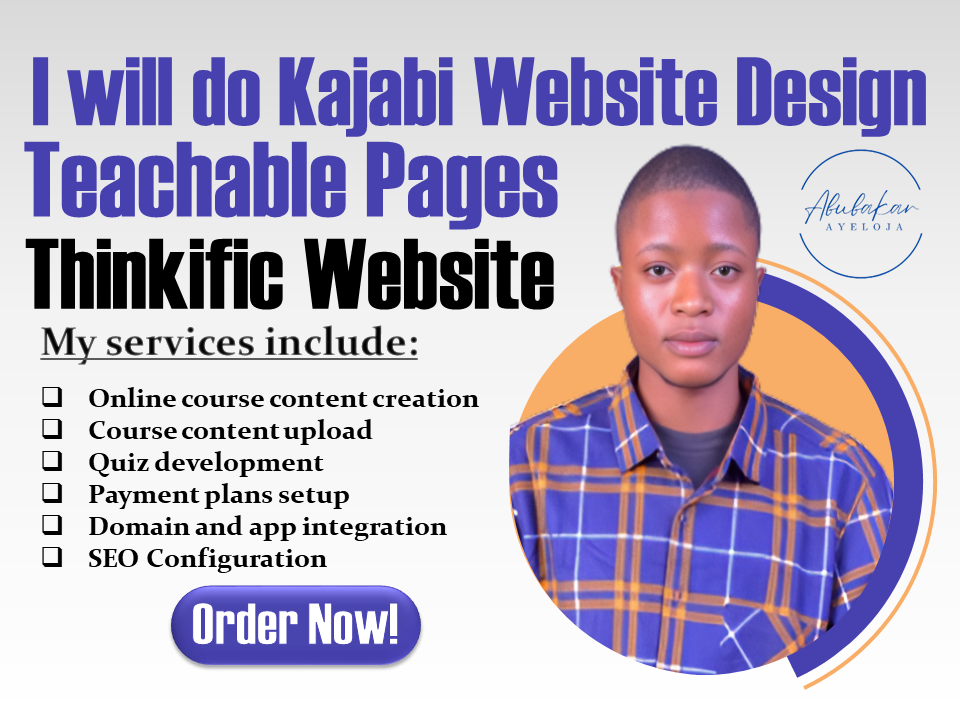 I Will Create Stunning Kajabi Website Designs and Teachable Online Courses with Thinkific Sales Funnels