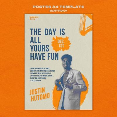 Flat Design Birthday Poster Template – Free Download