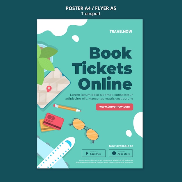 Online Ticket Booking Poster Template – Free Download