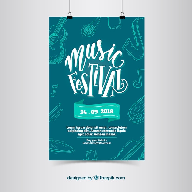 Creative Blue Music Poster Design – Free Download