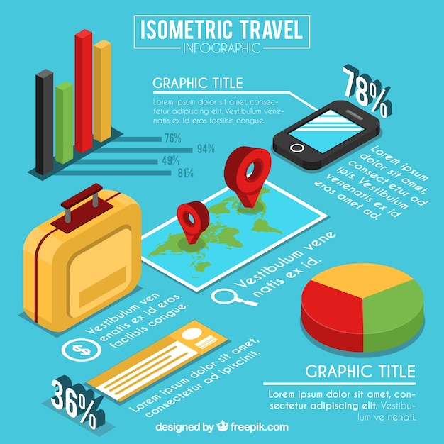 Colorful Isometric Travel Infographic – Free Download