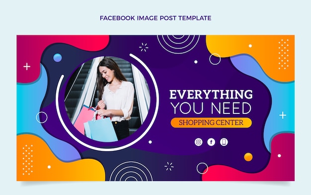 Gradient Shopping Center Facebook Post Template – Free Download