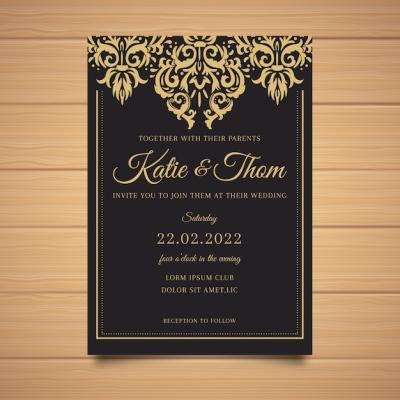 Elegant Damask Wedding Invitation Template – Free Download