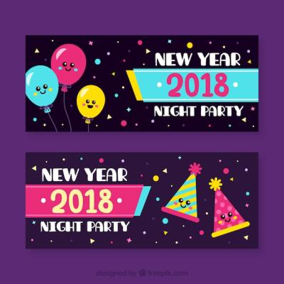 Vibrant 2018 New Year Banners for Celebrations – Free Download