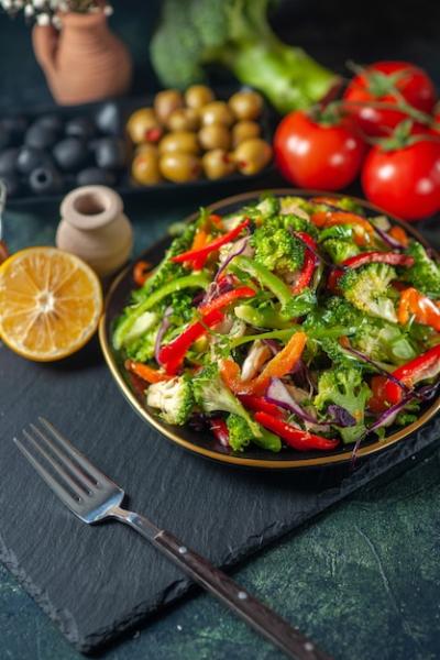 Vegan Salad with Fresh Ingredients on Black Cutting Board – Free Download