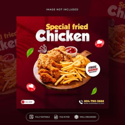 Fried Chicken Social Media Promotion & Instagram Banner Post Template – Free Download