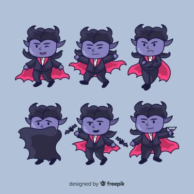 Hand Drawn Vampire Character Vector Templates – Free Download