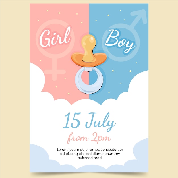 Flat Gender Reveal Invitation – Free Download, Free Stock Photo