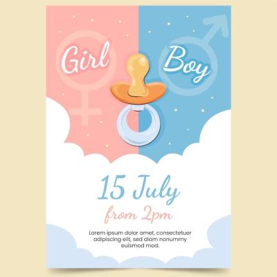 Flat Gender Reveal Invitation – Free Download, Free Stock Photo