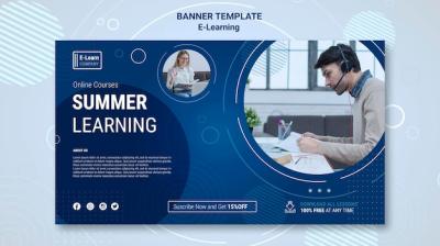 E-learning Concept Banner Template for Free Download