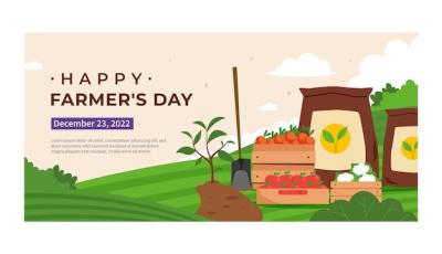 Flat Farmer’s Day Celebration Horizontal Banner Template – Free Download