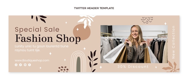 Minimal Flat Design Boutique Twitter Header Template – Free Download