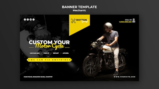 Motorcycle Repair Shop Banner Template – Free Download