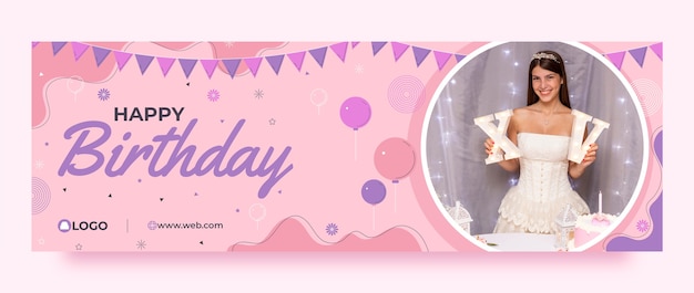 Flat Birthday Party Celebration Twitter Header Template – Free Download