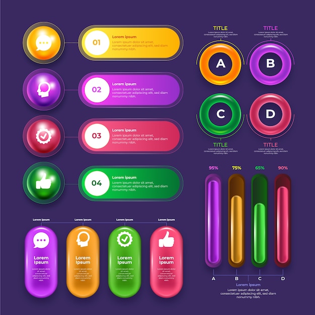 Colorful 3D Glossy Infographic – Free Download