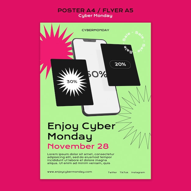 Cyber Monday Discount Poster Template – Free to Download