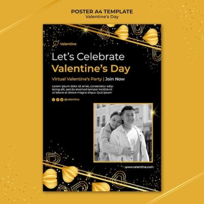 Valentine’s Day Print Template with Golden Details – Free Download