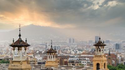 Barcelona Skyline from Palau Nacional under Cloudy Skies – Free Stock Photo for Download