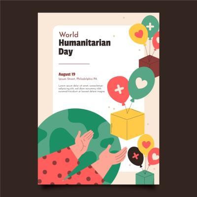 Humanitarian Day Poster Template Featuring Hands Receiving Boxes – Free Download