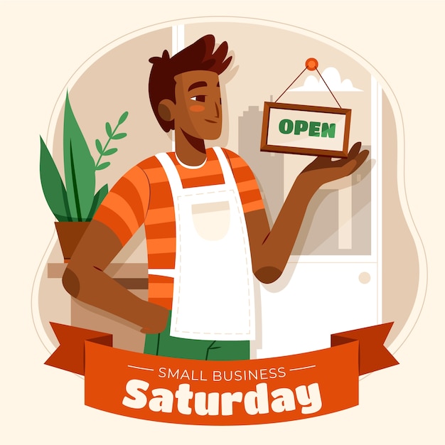 Flat Small Business Saturday Illustration – Free Download