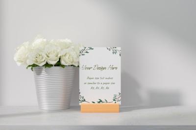 Mockup White Greeting Card on Table – Free Download