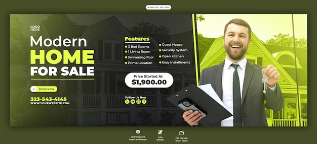 Facebook Cover Banner Template for Real Estate Properties – Free Download