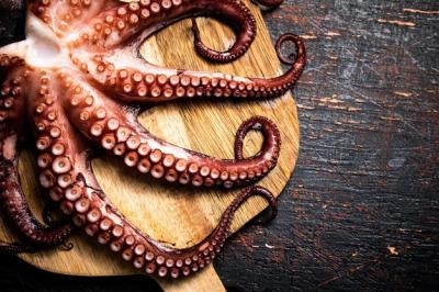 Octopus on a Wooden Cutting Board – Free Stock Photo for Download