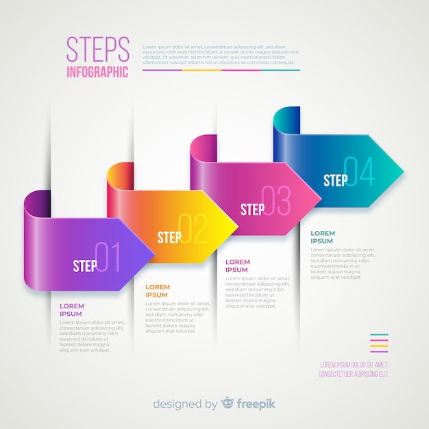 Gradient Realistic Colorful Step Infographics – Free Download