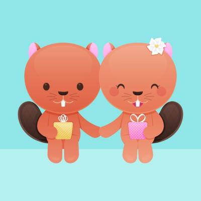 Cute Valentine’s Day Animal Couple Free Download