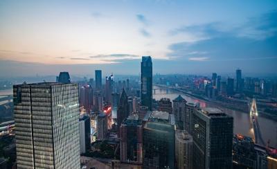 Sunrise Skyline and Landscape of Chongqing at the Riverbank – Free to Download