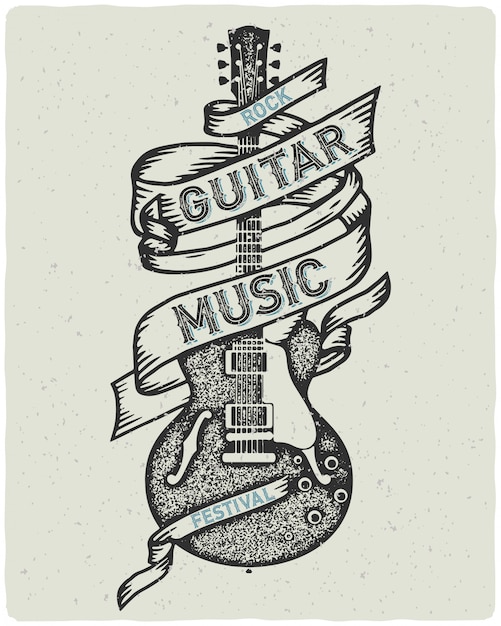 Textured Poster Featuring an Old Guitar – Free Download