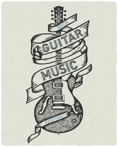 Textured Poster Featuring an Old Guitar – Free Download