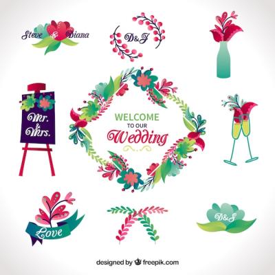 Multicolor Wedding Elements – Free Download