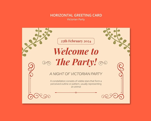 Victorian Party Thank You Card Template Design – Free Download