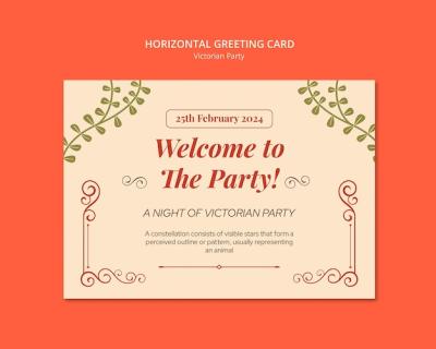 Victorian Party Thank You Card Template Design – Free Download