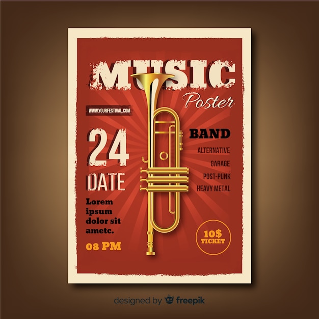 Retro Music Poster Template – Free Download