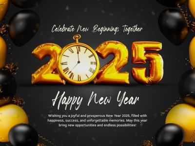 Happy New Year 2025 Template Design 3D Render Concept – Free Download