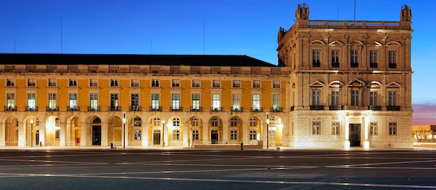 Panoramic View of Commerce Square in Lisbon at Night – Free Download