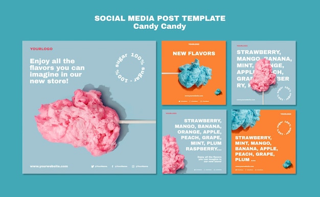 Cotton Candy on Stick Instagram Post Template – Download Free Stock Photo