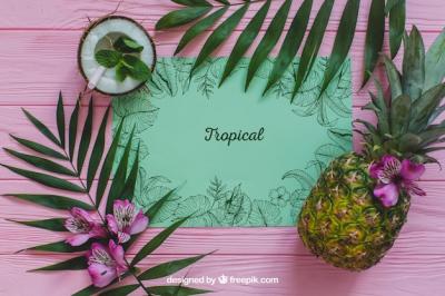 Tropical Summer Concept with Pineapple – Free Stock Photo for Download