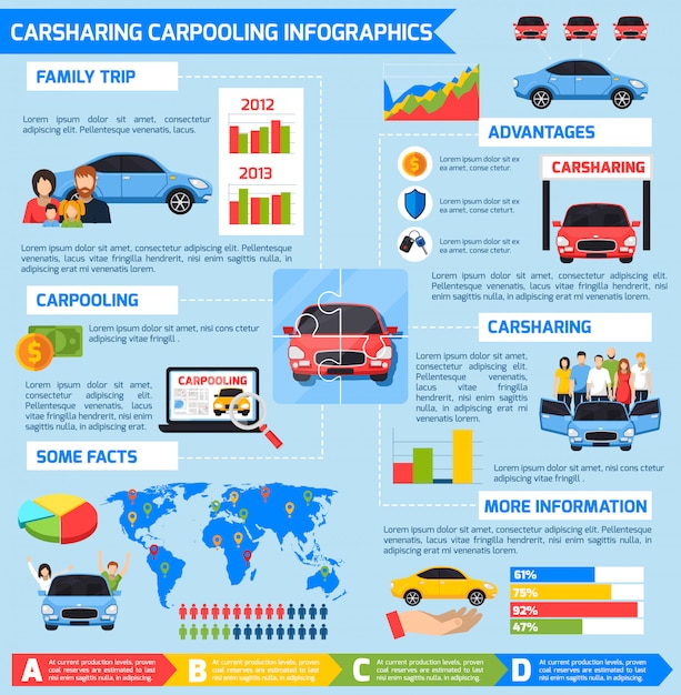 Carsharing Carpooling Infographics – Free Download