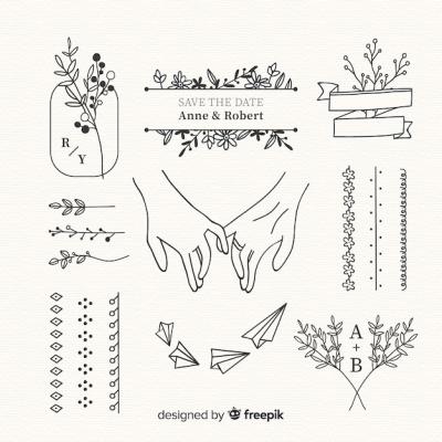 Hand Drawn Wedding Ornament Collection – Free Download