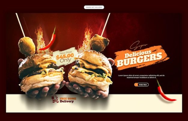 Delicious Burger and Food Menu Web Banner Template – Free to Download