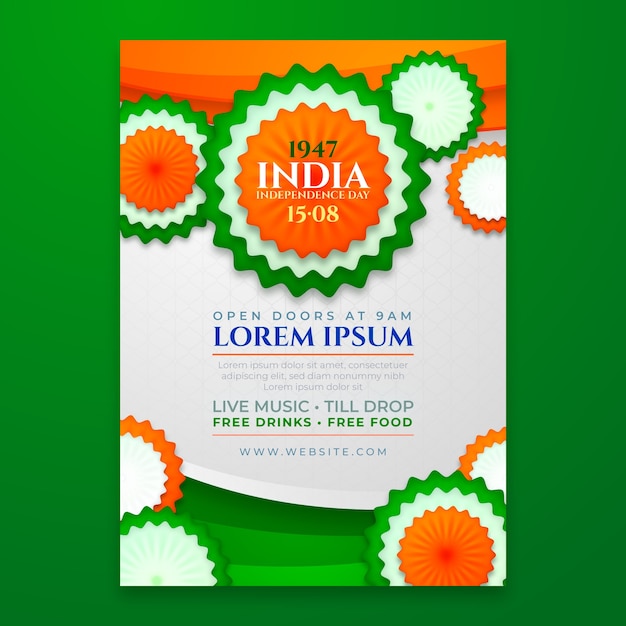 Vertical Poster Template for India Independence Day Celebration – Free Download