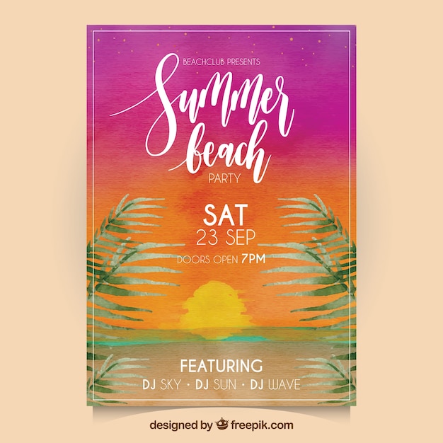 Watercolor Summer Party Invitation – Free Download