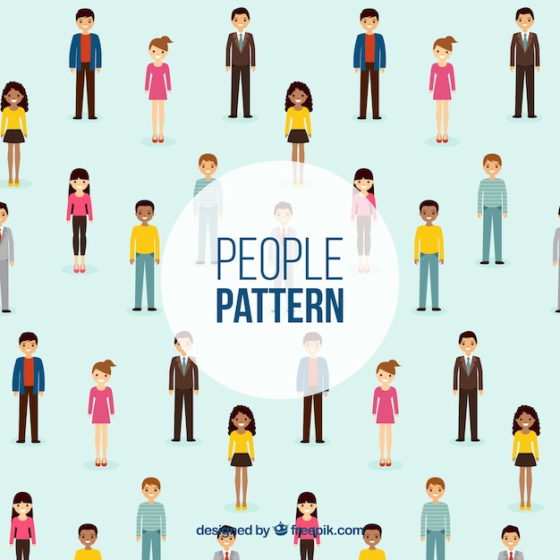 Flat Design People Pattern – Free Download