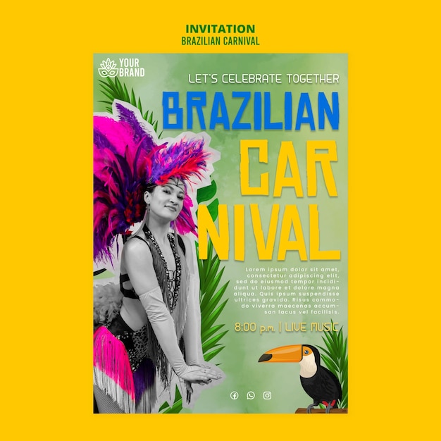 Brazilian Carnival Template Design – Free Download