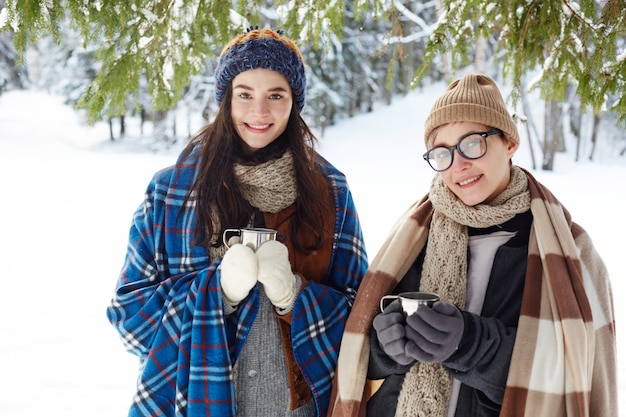 Young Women Enjoying a Winter Vacation – Free Stock Photo Download