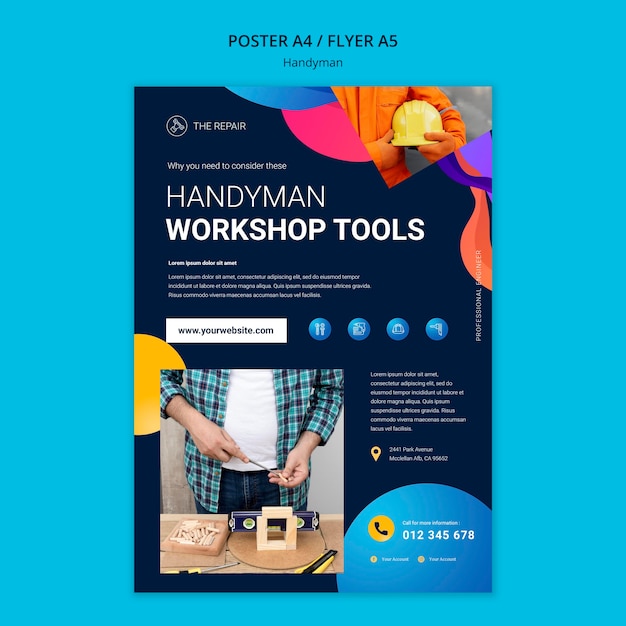 Vertical Poster Template for Handyman Services – Free Download